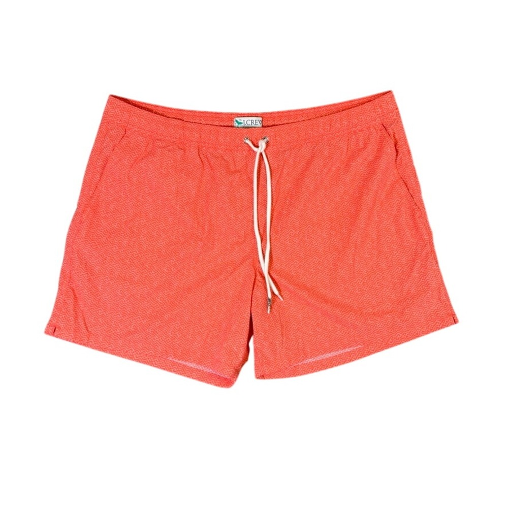 J.Crew Mens XXL Orange Geometric Econyl Regenerated Nylon Swim Trunks 6 Inch